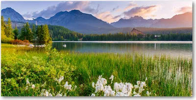 Produktbild von Tulup® Leinwandbild - 140x70 cm - Wandkunst - Drucke auf Leinwand - Leinwanddruck  - Landschaften - Grün - See Berge
