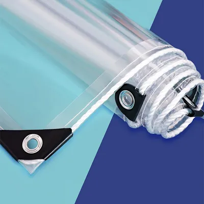 Transparente PVC-Abdeckplane mit Ösen, 0,55 mm, wasserdicht