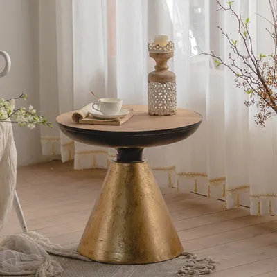 Produktbild von 360Home vintage wohnzimmer holz Tisch Beistelltischkleiner couchtisch gold