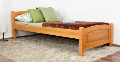 Produktbild von Kinderbett / Jugendbett Kiefer massiv Vollholz Erlefarben 80, inkl. Lattenrost - 80 x 200 cm (B x L)