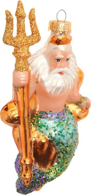 Zdjęcie produktu dla Dekoracje świąteczne Krebs Glas Lauscha: Motyw morski - Neptun, wykonane ze szkła, ręcznie malowane i dmuchane, wysokość ok. 15 cm