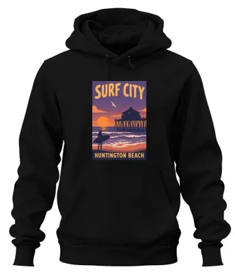 Imagen del producto de Surf City Huntington Beach, sudadera con capucha para surfistas, color , talla S, fabricada en California, Estados Unidos