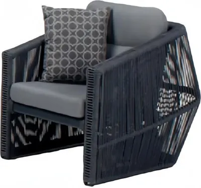 Zdjęcie produktu dla Fotel Czarny Tarasowy Design Eleganckie Meble Nowoczesne 1 Siedzisko Fotel