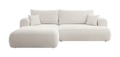 Image de Selsey Canapé-lit d'angle Ovo en L Crème avec meuble, Boucle, côté droit