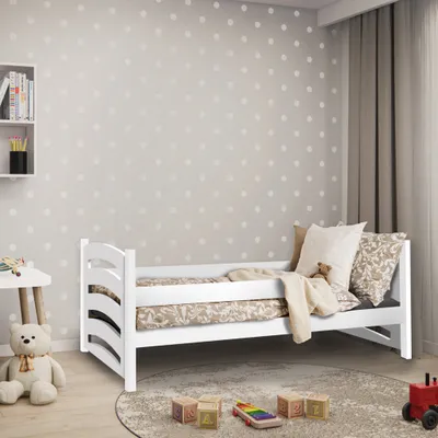 Produktbild von Kinderbett MELA 80 x 160 cm, weiß Matratze: Matratze EASYSOFT 8 cm, Lattenrost: Mit Lamellenrost