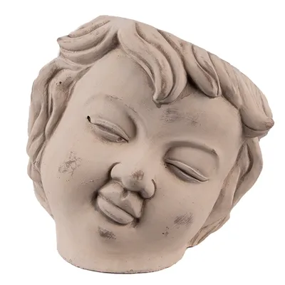 Immagine prodotto di Vaso da fiori Clayre & Eef Testa 23x26x22 cm Beige Grigio Pietra