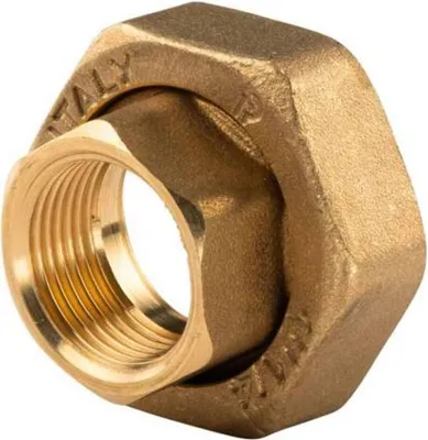 Produktbild von Messing Gewinde-Fitting Schaft flachdichtend mit Kappe für Rundelemente + Dichtung 3/4'IG (DN 20) - 1 1/4'IG (DN 32) - schwere Ausführung