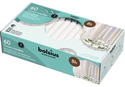 Zdjęcie produktu dla Świece dekoracyjne Bolsius Horeca, 200/24 sztuk w opakowaniu, białe