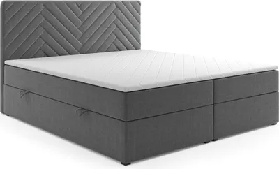 Produktbild von Boxspringbett MALIBU mit Bettkasten 140 x 200 cm Webstoff Anthrazit Bett Bettkasten Ehebett Doppelbett Hotelbett