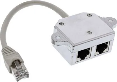 Produktbild von InLine ISDN Port-Doppler, 1x RJ45 Stecker an 2x RJ45 Buchse, mit Kabel, 0,15 m, RJ-45, 2 x RJ-45, Grau