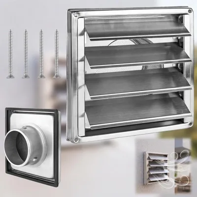 Image de Grille de ventilation en acier inoxydable, 100 mm, avec moustiquaire