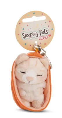 Produktbild von NICI Schlüsselanhänger Sleeping Pets Katze 8cm in Körbchen - beige - Treuer-Begleiter für Rucksack oder Tasche, Schlüsselhalter für klein und Groß | 6
