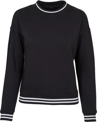 Produktbild von Build Your Brand BY105 | Damen College Sweat Crew, Überschnittene Schultern - Farbe: Black/White - Größe: 5XL