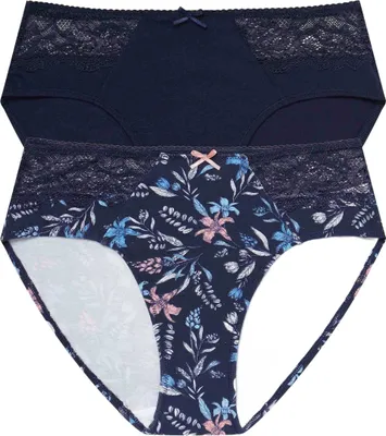 Obrázok produktu pre HENDERSON LADIES Dámske nohavičky 2-pack HALLY 39889 Farba: tmavo modré kvety, Veľkosť: S