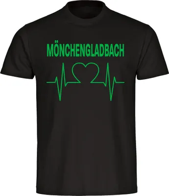 Produktbild von multifanshop Kinder T-Shirt - Mönchengladbach - Herzschlag, schwarz, Größe 152