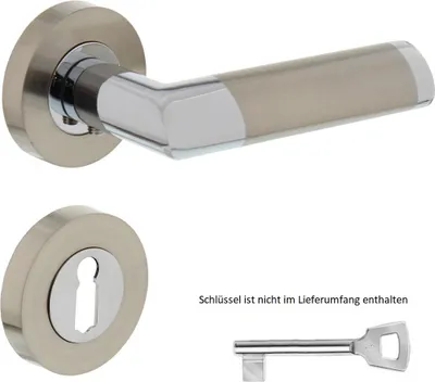 Produktbild von Bicolor Türdrücker Modell Mainz-R Rosettengarnitur Drückergarnitur massiv Zamak Türbeschlag Buntbart