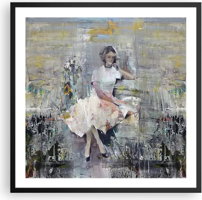 Produktbild von Gerahmtes Poster - Schwarzer Rahmen - Zeitgenössisch Malerei Frau - 60x60 cm - Wand Bild - Wanddeko - Wandbilder - Kunstposter - Wandposter - Bilderrahmen - Bilder - Kunstdruck - P2BAC60x60-4596