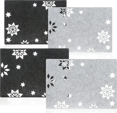 Produktbild von 4-teiliges Platzset Sterne - Filz-Platzmatten, abwischbar fš¹r Winter und Weihnachten - modernes Tischset aus Filz - Geschirrunterlage im Sternen-Design (Tischset 4 Stš¹ck - Sterne - 2 Farben)
