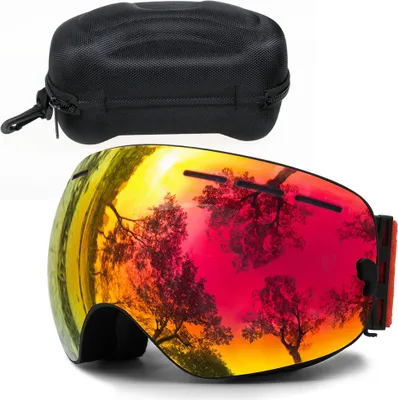 Produktbild von Skibrille Damen Herren, Schneebrille 100% UV-Schutz Skibrille für brillenträger, Anti-Nebel Snowboard Brille Ski Goggles Mit Brillenbox