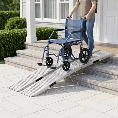 Produktbild von YZNAHRE 2X Faltbare Auffahrrampe Laderampen PKW Tragkraft 400 kg Auffahrrampen Verladeschiene Verladerampe für Motorrad, Anhänger, Rasenmäher, KI-generiertes Bild