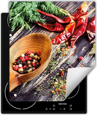 Produktbild von DarHaus Herdabdeckplatte 45x52 cm Anti Rutsch Matte Aufrollbar, Chilli - Holz