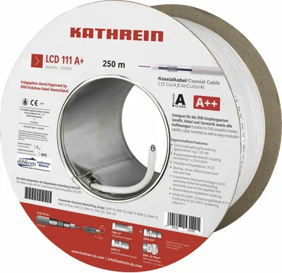 Produktbild von KATHREIN 21510026 Koaxialkabel Außen-Durchmesser: 6.90 mm 75 Ohm 120 dB Weiß 250 m