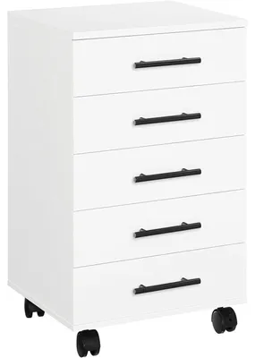 Produktbild von Rollcontainer mit 5 Schubladen, mobil, weiß, 40 x 40 x 69 cm