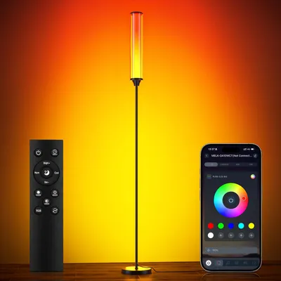 Stehlampe RGBICW LED mit App & Fernbedienung, schwarz