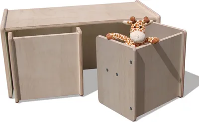 Produktbild von ELI Kinderset - Tisch & 4 Hocker - weiß