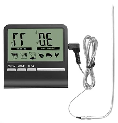 Productafbeelding van Vleesthermometer Digitaal - Oven Thermometer Keuken - Perfect Koken Voedsel - Snelle Meting 5 Sec - 21 cm - Zilver