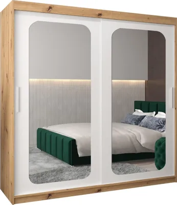 Produktbild von MEBLE KRYSPOL Promo 3200 Schlafzimmerschrank zwei Schiebetüren - Artisan + Mattweiß