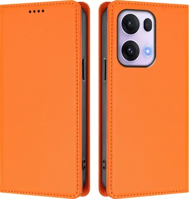 Immagine prodotto di Custodia in pelle per Oppo Reno13 Pro 5G, custodia a libro magnetica in Finto cuoio con supporto, arancione