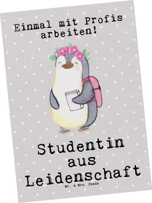 Produktbild von Mr. & Mrs. Panda bildkarte Studentin Leidenschaft - Grau Pastell - Geschenk, Kunstkarten, Postkarte, Grußkarte, Postkarten, Ansichtskarten