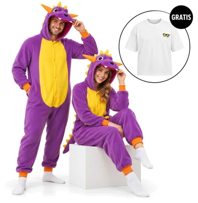 Obrázek produktu pro Onesie Kigurumi Pyžamo Spyro Převlek Kostým M: 155-165cm + Oversize tričko M