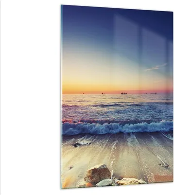 Produktbild von Bilder auf glas - Einteilig - Meer Strand Welle - 80x120cm - Glasbilder - Wandbilder - Bilder - zum Aufhängen bereit - Wanddekoration aus Glas - Glas Bilder - Wandbild auf Glas - GPA80x120-3613