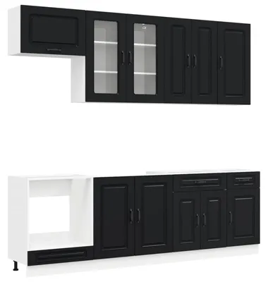 Productafbeelding van vidaXL Keukenelement KALMAR, 8 stuks, zwart, houtvezel