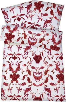 Produktbild von Mako Satin Bettwäsche 135x200 Paisley Rot Bettbezug 135 x 200 aus 100% Baumwolle