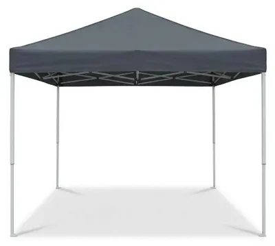 Image de Pavillon de 3x3 mètres - Tente pour usage commercial - Structure en acier 30x30/25x25 mm - Fenêtres de toit - Sans parois latérales - Idéal pour les marchés et les événements - Gris foncé