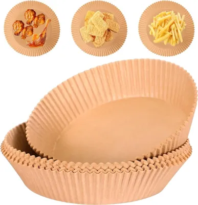 Produktbild von Webake Backpapier für Heißluftfritteuse XXL 24cm 9.5in Backpapier Airfryer Rund Air Fryer Baking Paper Einweg Pergamentpapier 50 Stück für Ofen, Mikrowell und 4.2-8L HeißLuftfritteuse