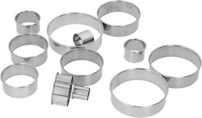 Produktbild von Runde Schneidwerkzeuge aus Metall, 12er Set, runde Form, helle Ponsen, für Kunstkeramik und Deeg