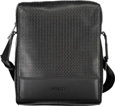 Produktbild von Schwarze Herrenschultertasche mit recyceltem Polyester und Kontrastdetails