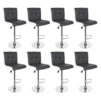 Image de lot de 8 tabourets de bar réglables en hauteur Tabouret de bar avec dossier Tabouret de bistrot en similicuir et métal