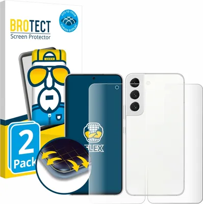Produktbild von 2x BROTECT Fullscreen Schutzfolie für Samsung Galaxy S22 5G (Display+Rückseite) Displayschutz Folie Fullcover Klar Transparent