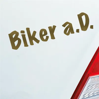 Produktbild von Auto Aufkleber BIKER a.D. außer Dienst Motorrad Bike 19x4,2 cm Gold Sticker Heckscheibenaufkleber