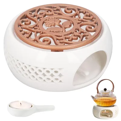 Productafbeelding van Keramische theepotwarmer voor theepot van porselein, wit