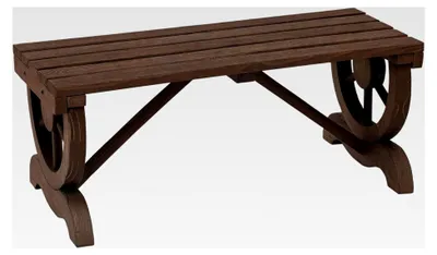 Produktbild von Gartenbank aus Holz wetterfest Sitzbank Gartenmöbel rustikale Bank Natur 98 x 50 x 39,5 cm