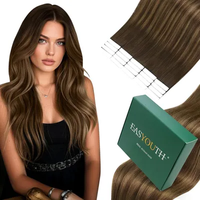 Obrázok produktu pre Príčesky z prírodných vlasov, ombre, hnedá, popolavá, balayage, 50 cm, 50 g