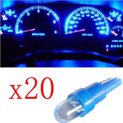 Obrázok produktu pre 20 ks T5 viedol 17 37 73 74 SMD auto LED lampa auto prístrojová doska žiarovka 12 V modrá
