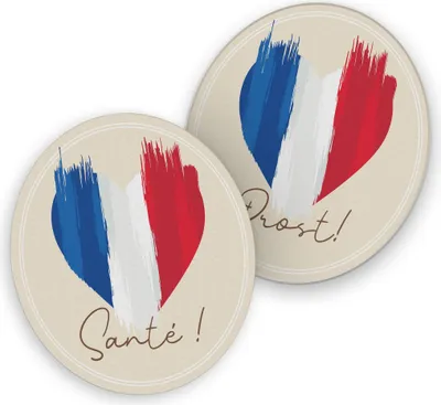 Produktbild von itenga 40x Bierdeckel Untersetzer Herz Flagge FRANKREICH