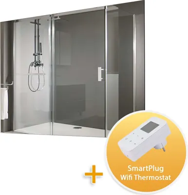 Obrázok produktu pre Sundirect MD450-Plus Kúpeľňové infračervené vykurovacie zrkadlo 60x85cm s výkonom 450W vrátane WiFi termostatu SmartPlug do zásuvky - ovládanie pomocou aplikácie - kúpeľňový infražiarič proti zahmlievaniu